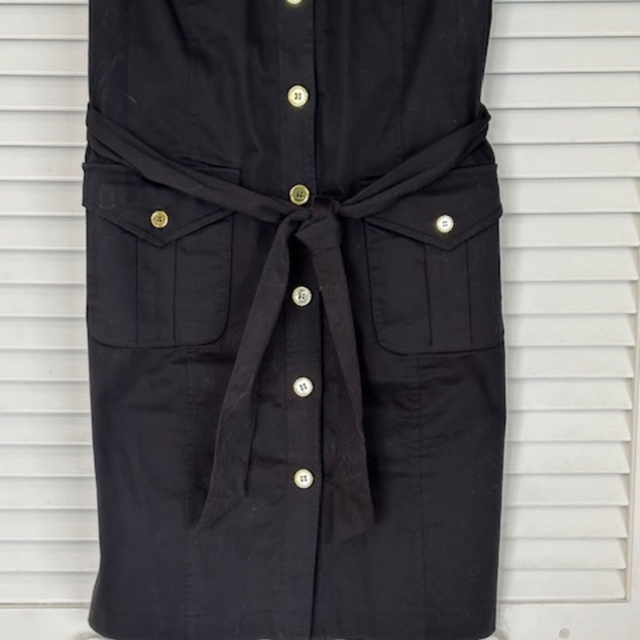 WOMEN'S LEMMIE FOR NINA LEONARD FRONT BUTTON BLACK DRESS WITH BELT,  SIZE: 8. - Picture 2 of 13